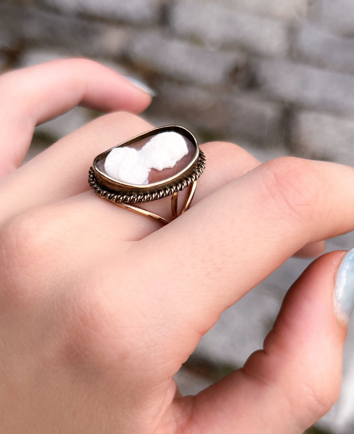 Extremely Rare 19th Century Cameo Ring of Charles X of France in 14k