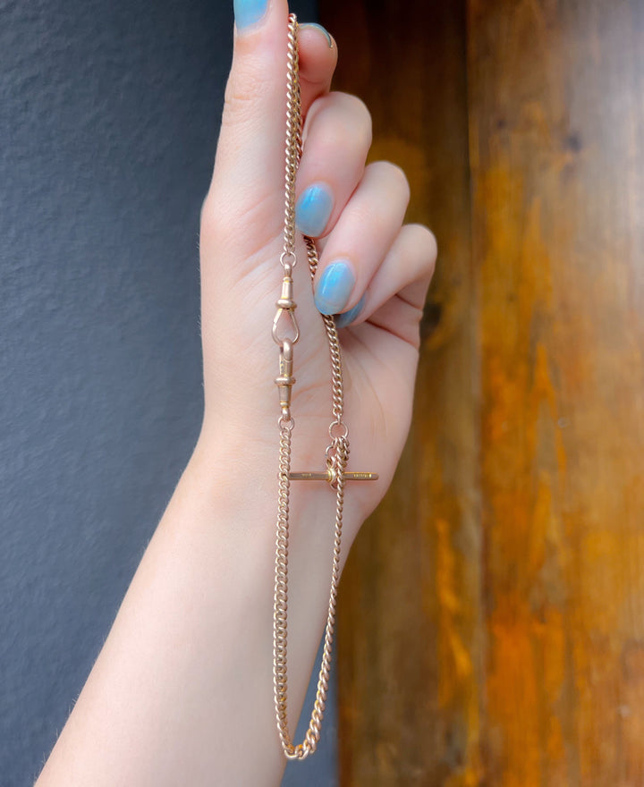 9k 14.5” Delicate Cuban Watch Chain c. 1890