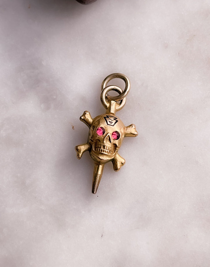 Rare Gold-Filled Fraternal Symbol Skull and Crossbones