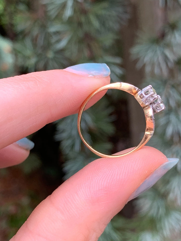 18k Yellow Gold + Platinum Diamond Toi et Moi Ring