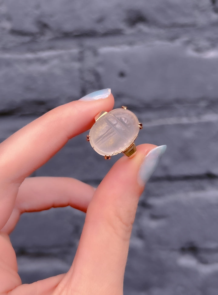 Adularescent Quartz Scarab Circa 1940
