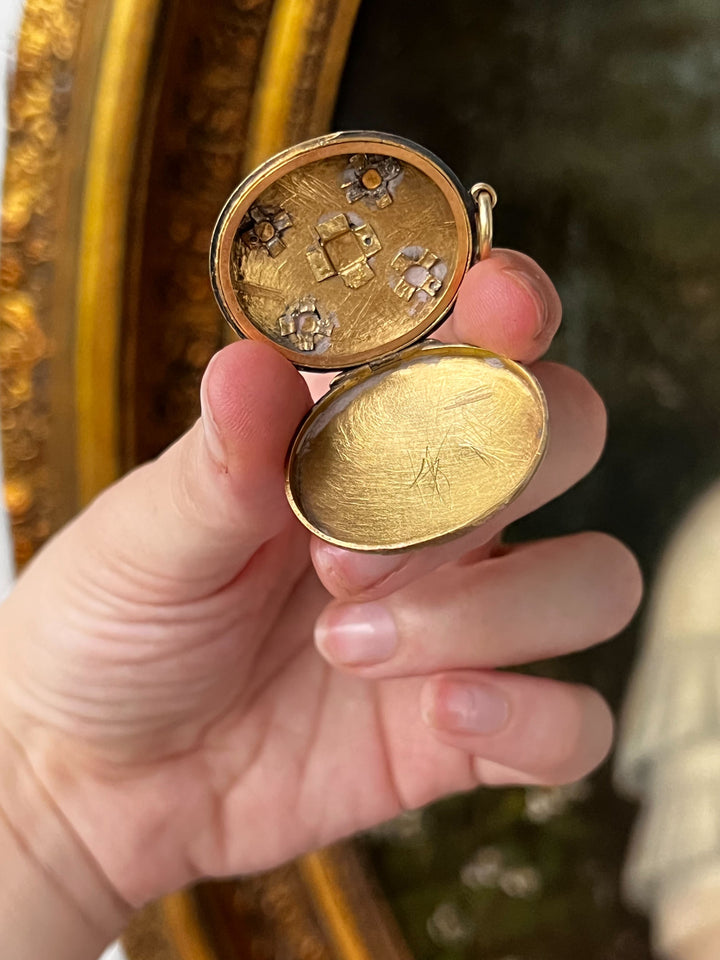 Sumptuously Plump 15k Pearl Studded Victorian Locket