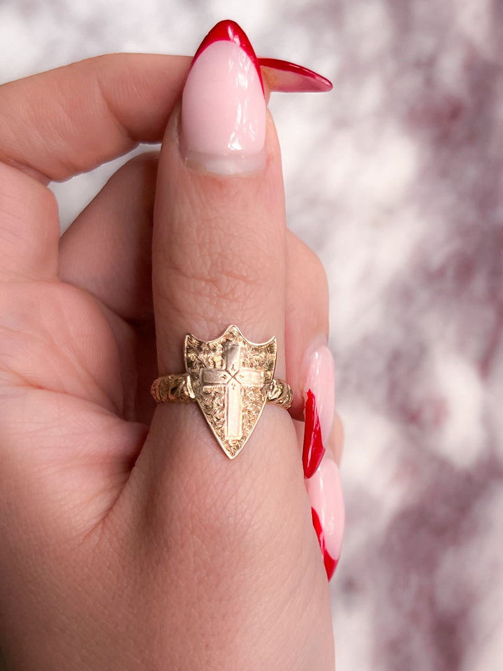 Delicate 9k Shield Ring