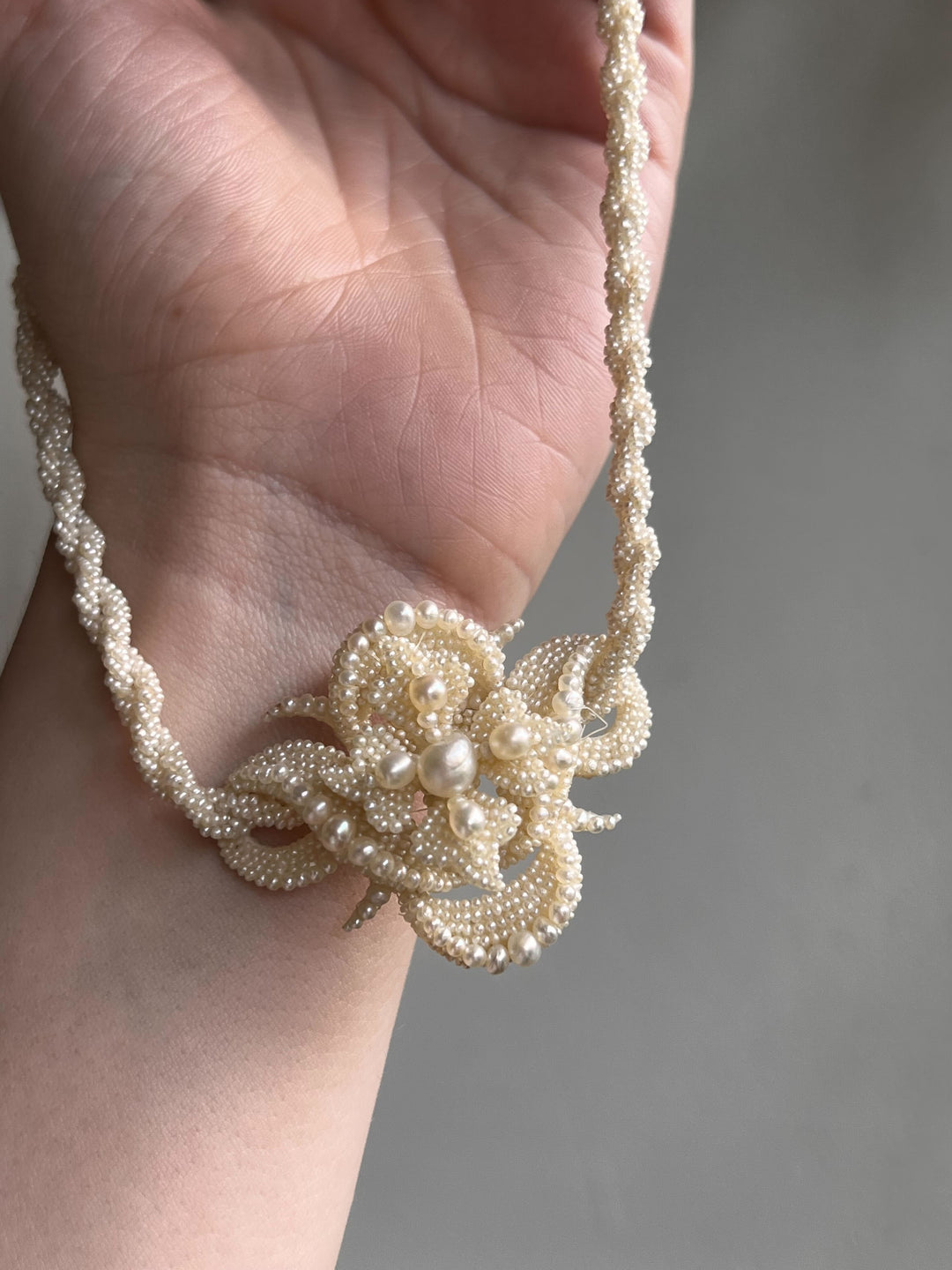 All Original Victorian Pearl Sculptural Slide Necklace