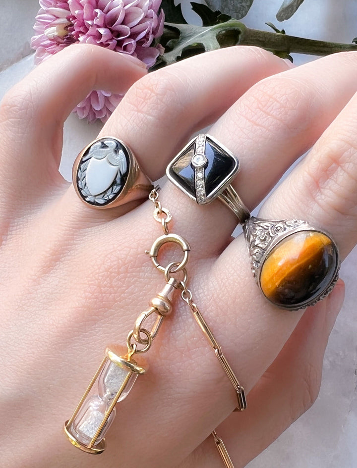 Platinum and Diamond Onyx Conversion Ring