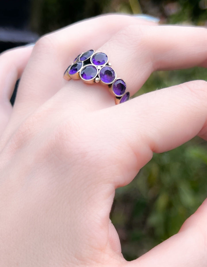 Extremely Rare Georgian Double Amethyst 3/4 Band