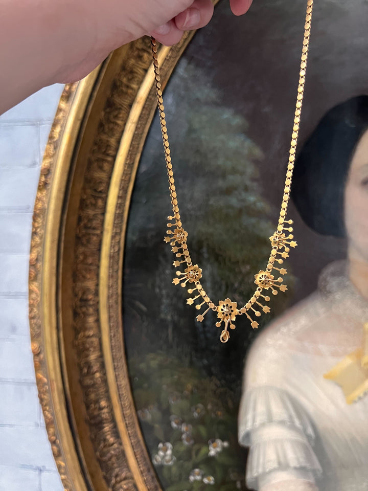 Stunning Archaeological Revival Pearl Fringe Necklace