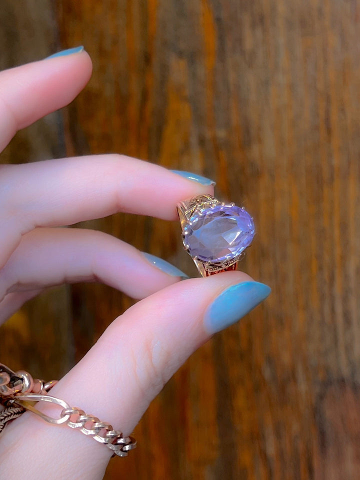 Sizable Victorian Amethyst Ring Circa 1870