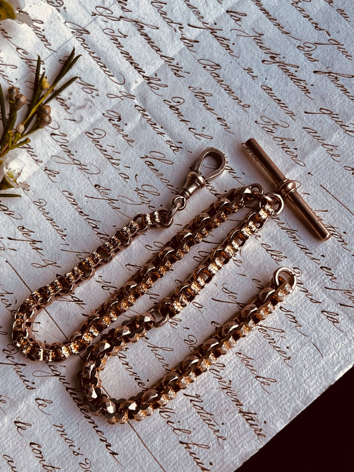 Fabulous Star Studded 9k Gold T-Bar Chain
