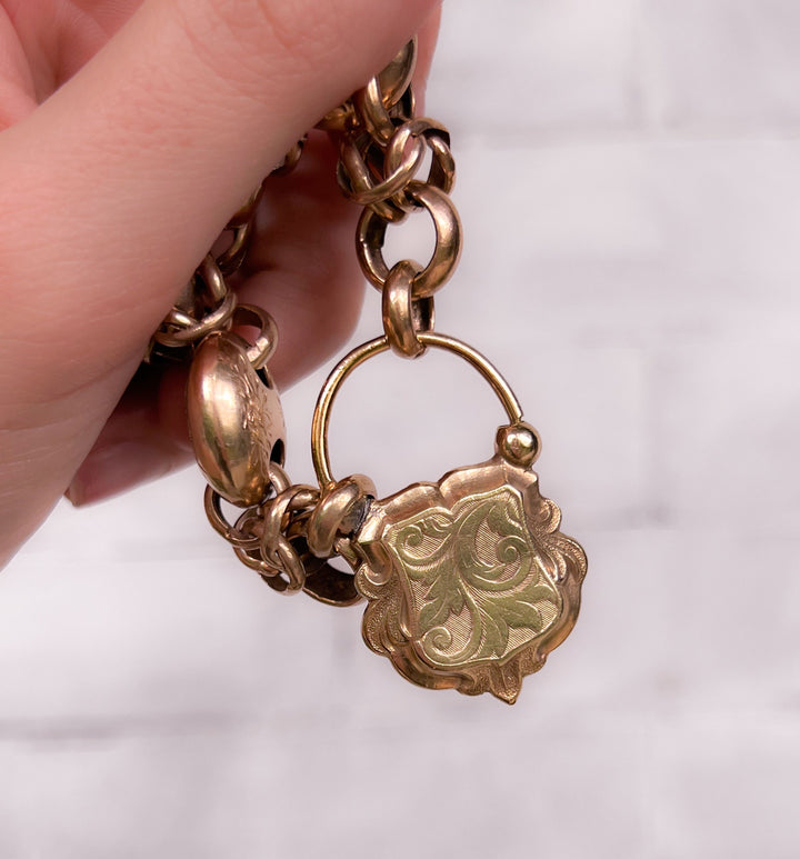 Special Pinchbeck & Brass Bracelet with Victorian Padlock
