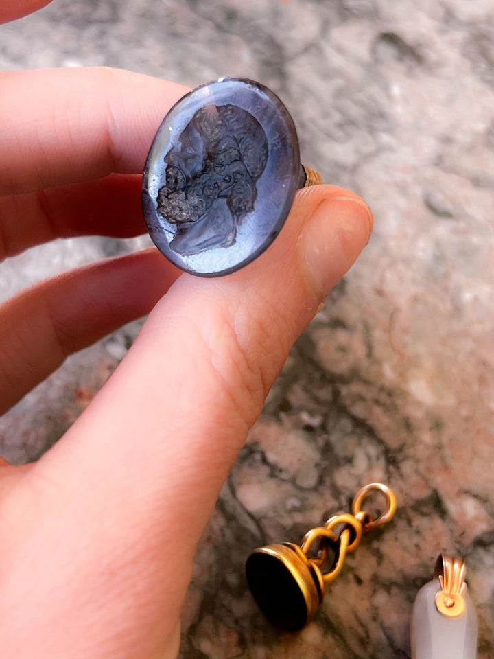 Outrageous Georgian 15k Topped "Marble" Fob