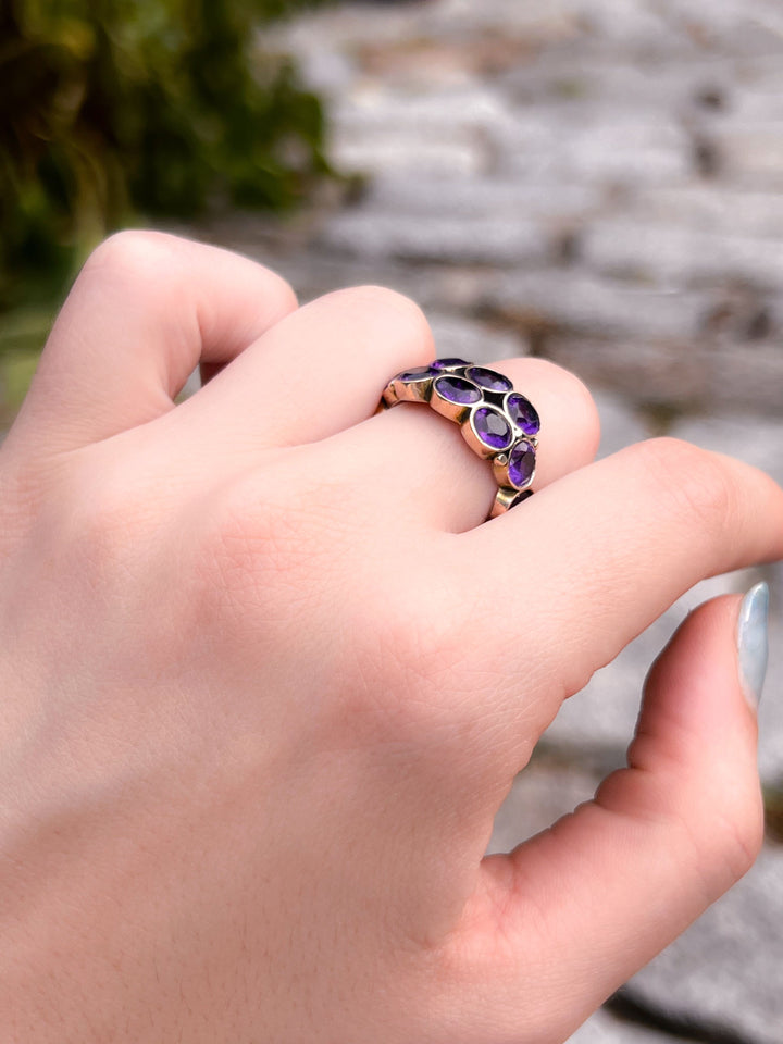 Extremely Rare Georgian Double Amethyst 3/4 Band