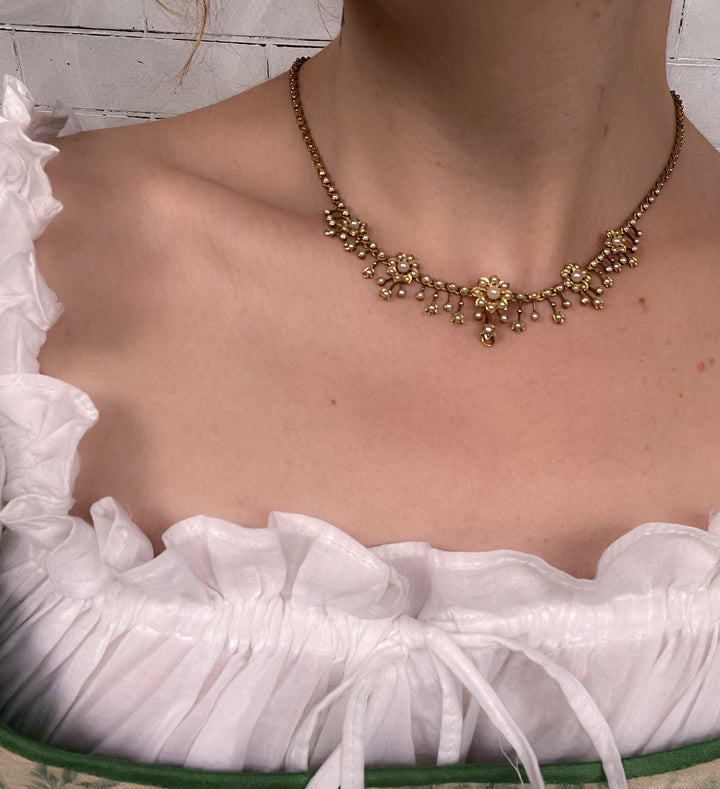 Stunning Archaeological Revival Pearl Fringe Necklace