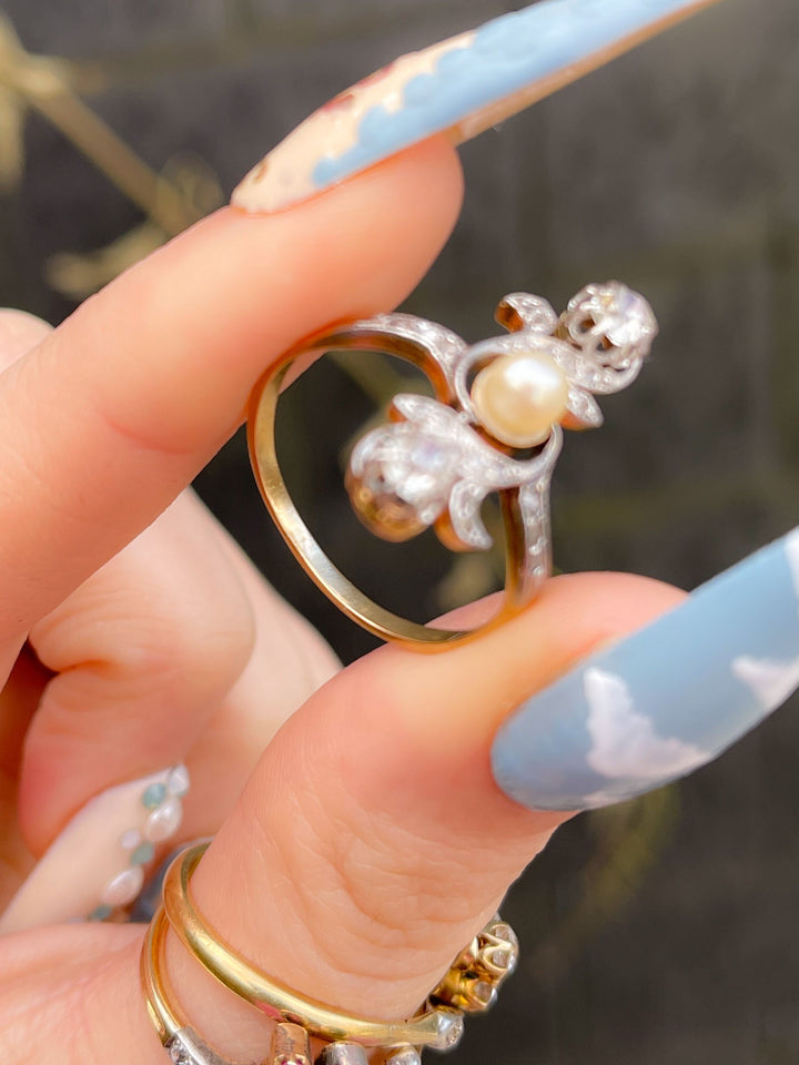 Stunning French 18k Platinum-Topped Belle Epoque Dinner Ring