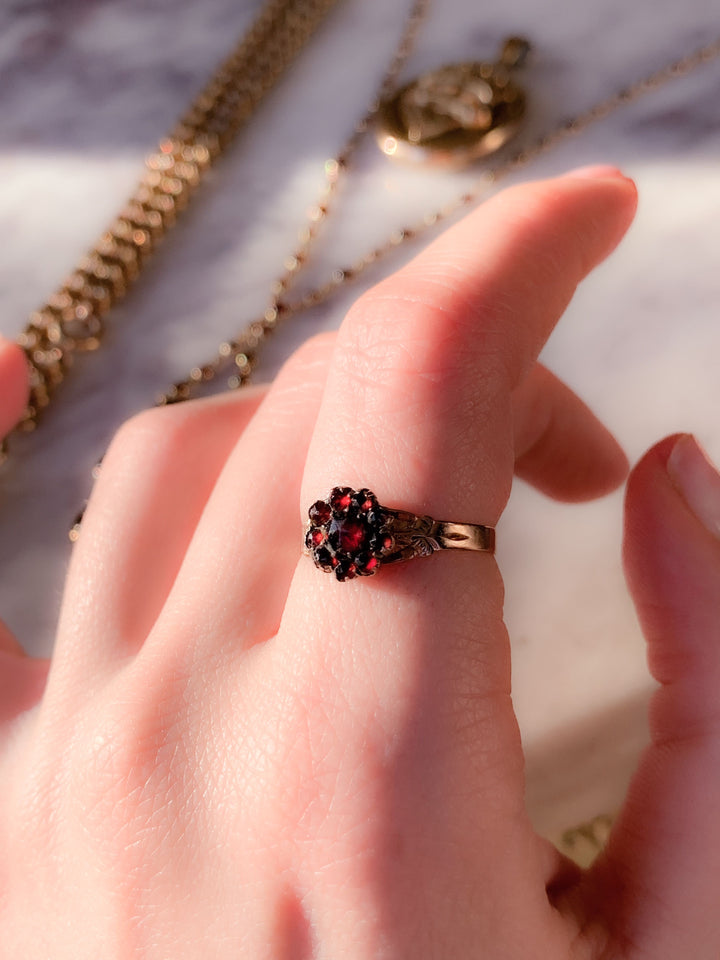 10k Pink Gold Bohemian Garnet Ring
