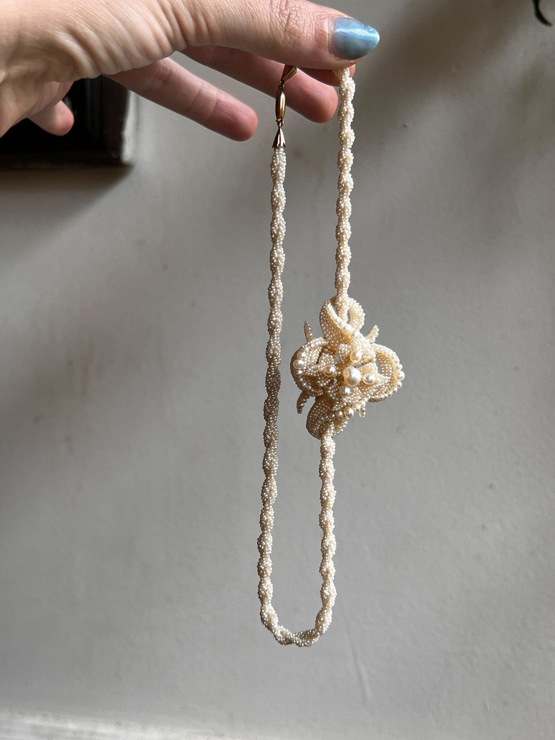 All Original Victorian Pearl Sculptural Slide Necklace