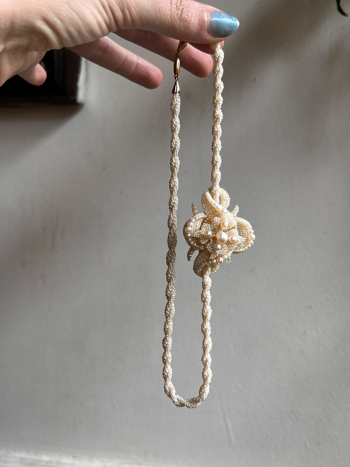 All Original Victorian Pearl Sculptural Slide Necklace