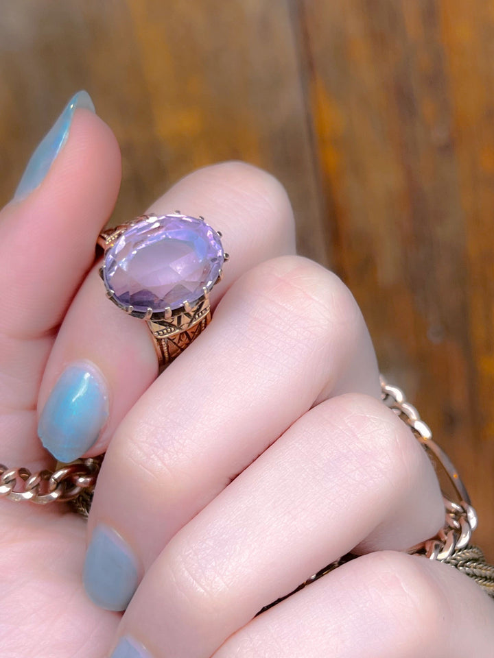 Sizable Victorian Amethyst Ring Circa 1870