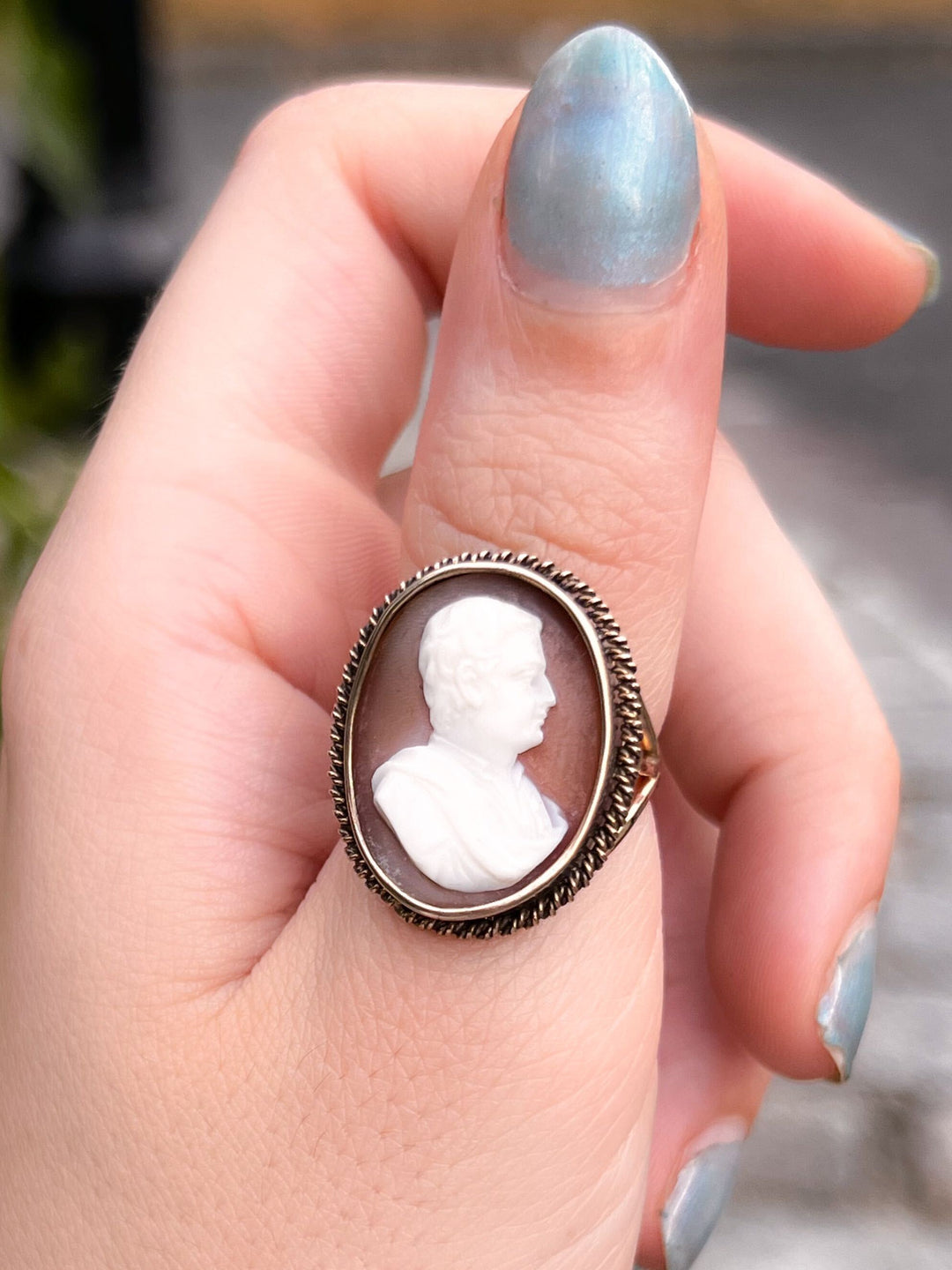 Extremely Rare 19th Century Cameo Ring of Charles X of France in 14k