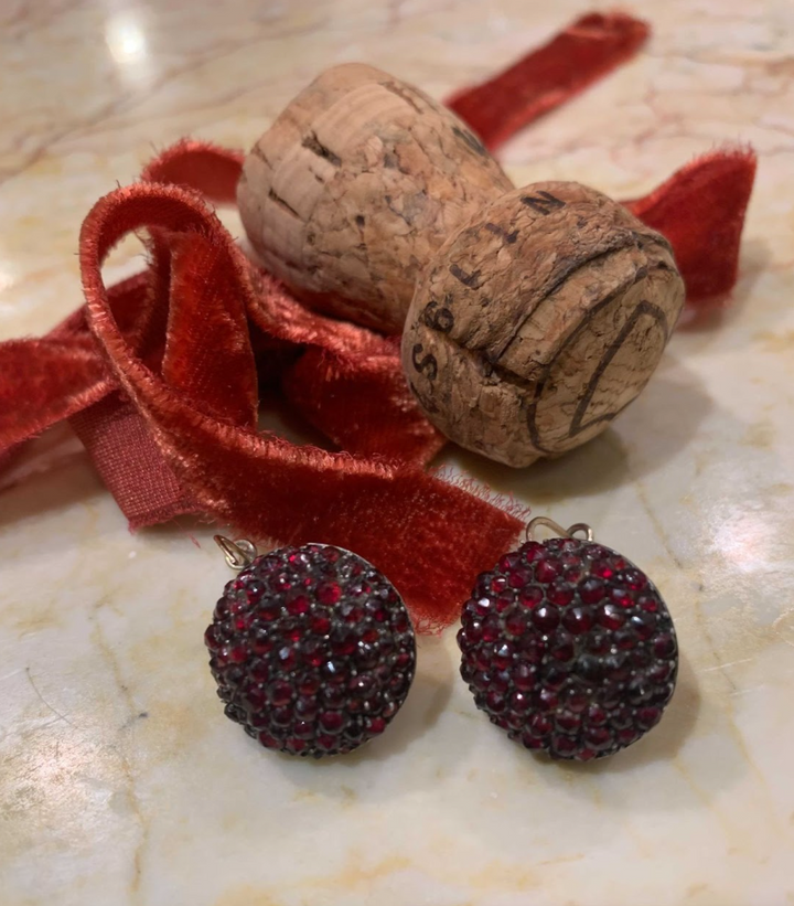Cherry Bomb Victorian Garnet Earrings