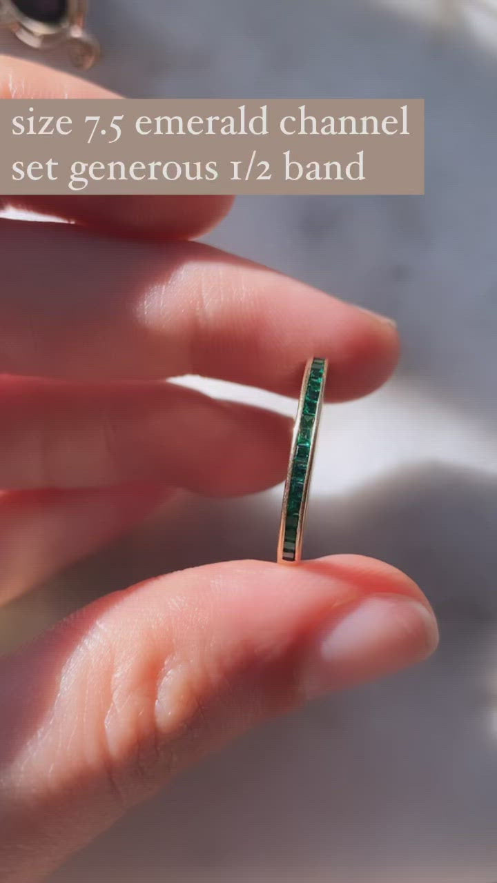 14k Emerald Stacking Band Circa 1950s-60s