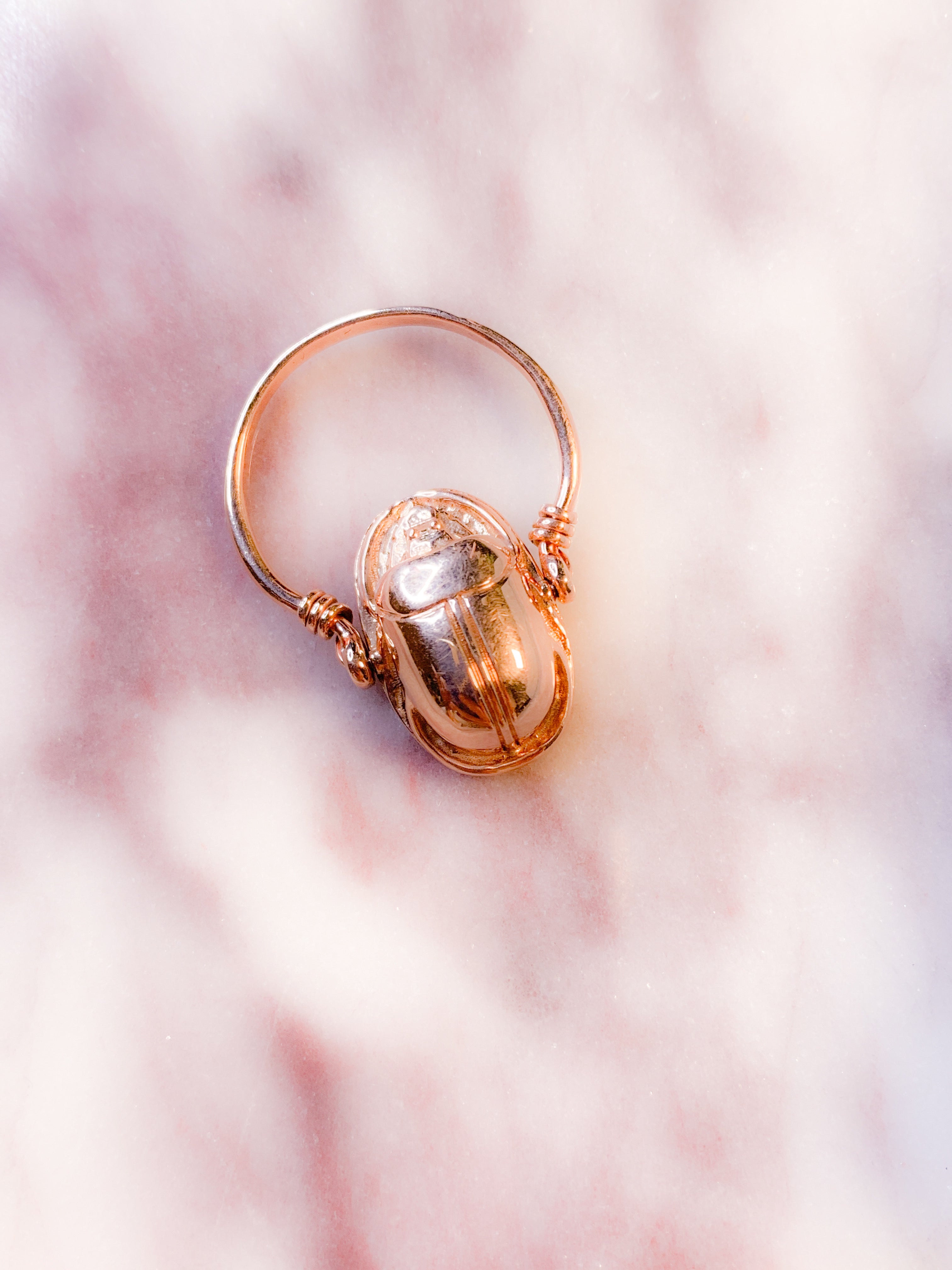 14ct Pink Gold Scarab Flip Ring Size 7.5-8  Weight: 5.4g