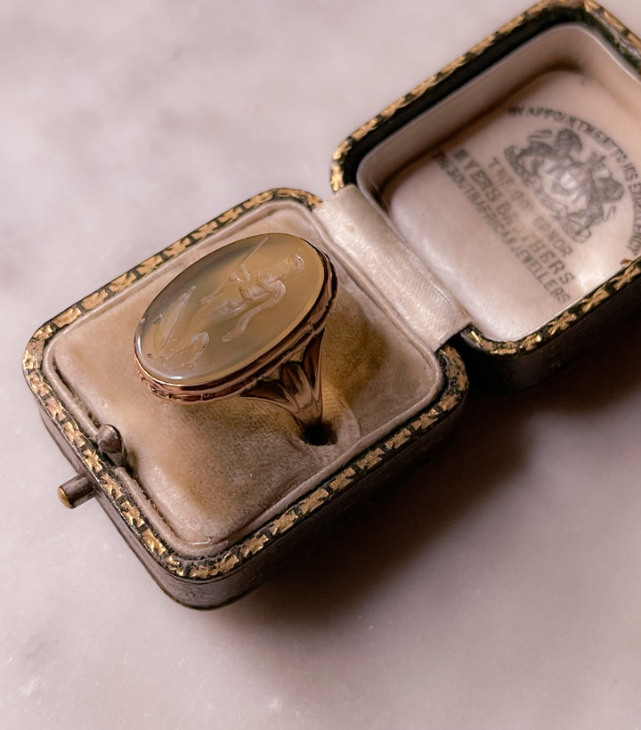 Early 19th Century White Agate Intaglio in 12k