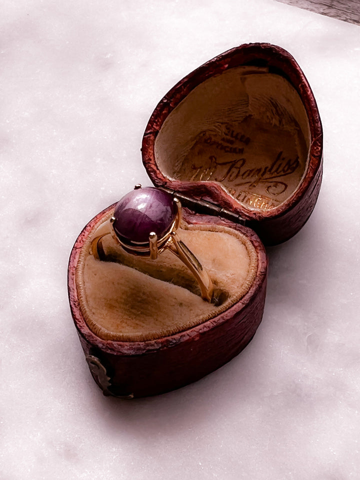 Sumptuous Plum Purple Star Sapphire Ring in 10k