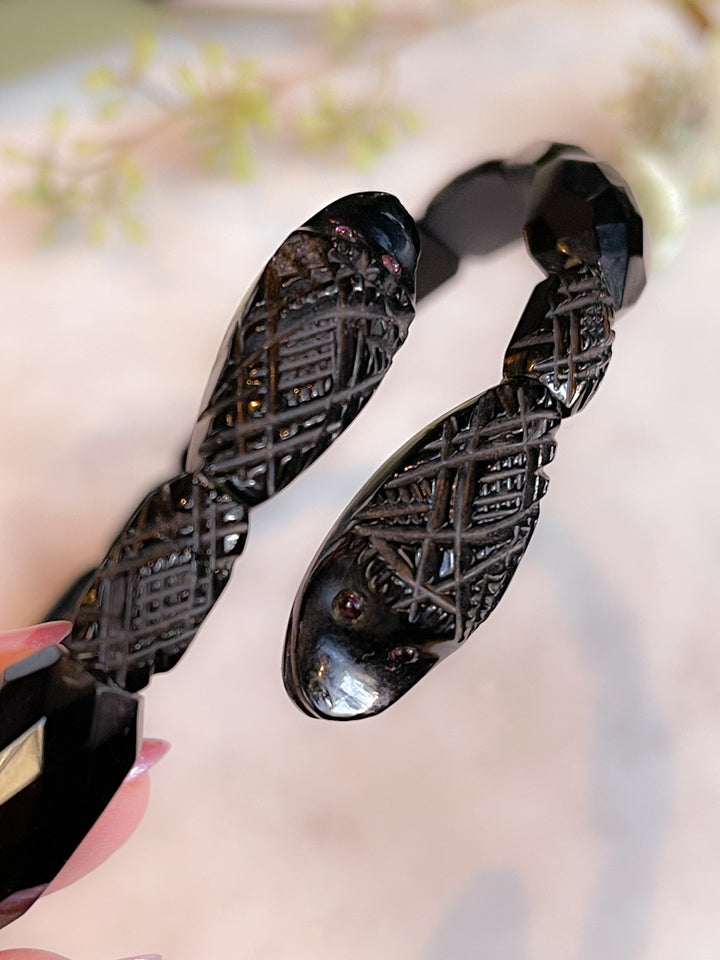 Outstanding Whitby Jet Snake Choker Circa 1840