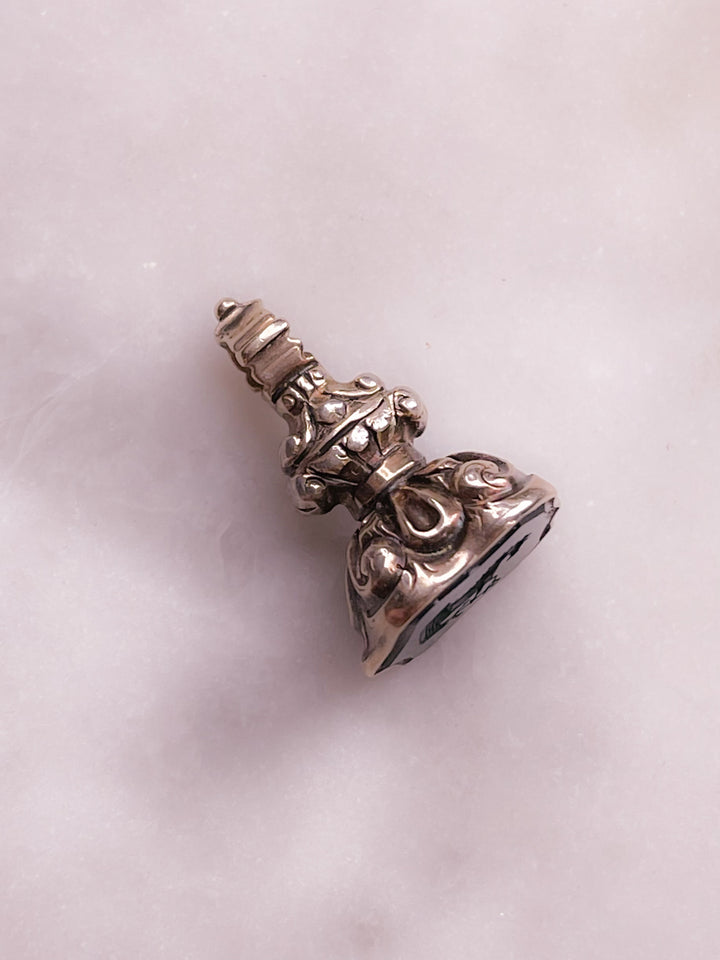 9k Georgian Bloodstone Intaglio Fob