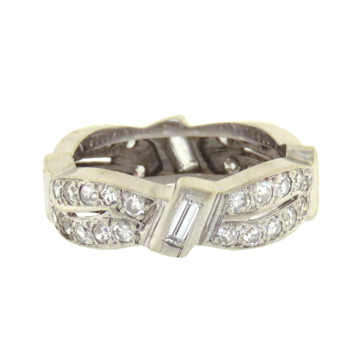 Superb Emerald Cut Diamond Mid Century Ribbon Band 1.35ctw (INCLUDE GEORGIAN FOB)