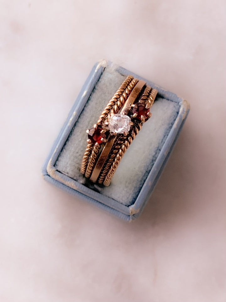 Victorian Garnet and Diamond Ring Circa 1890