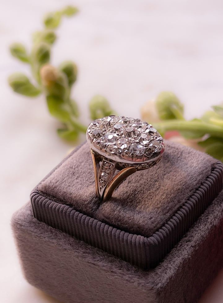 Gorgeous 18k Victorian Diamond Plaque Ring
