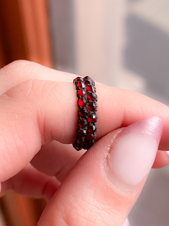 Bohemian Garnet Double Stacked Band in 6k