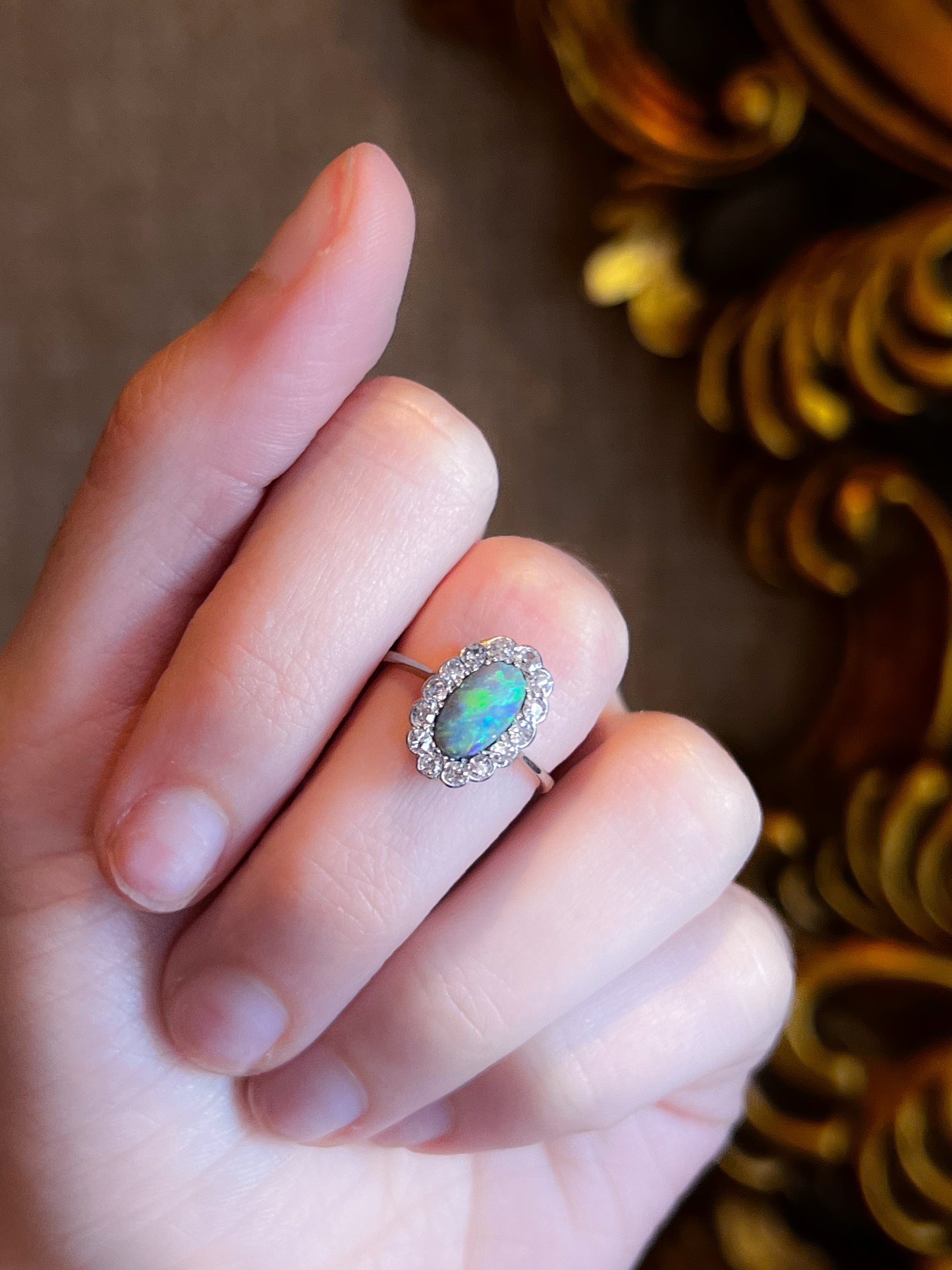 Outrageous Edwardian Opal Ring in 18k