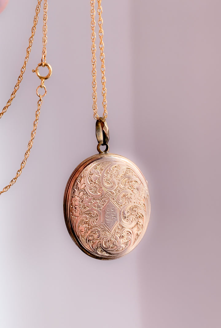 Victorian 9k Front and Back Locket on 9k Chain