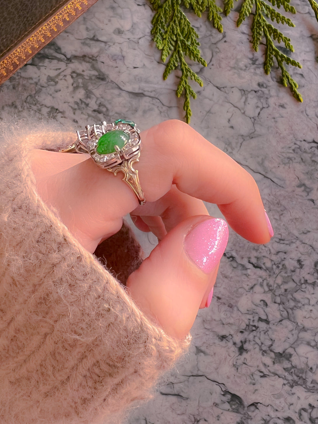 14ct White Gold Candy Apple Jade Conversion Ring