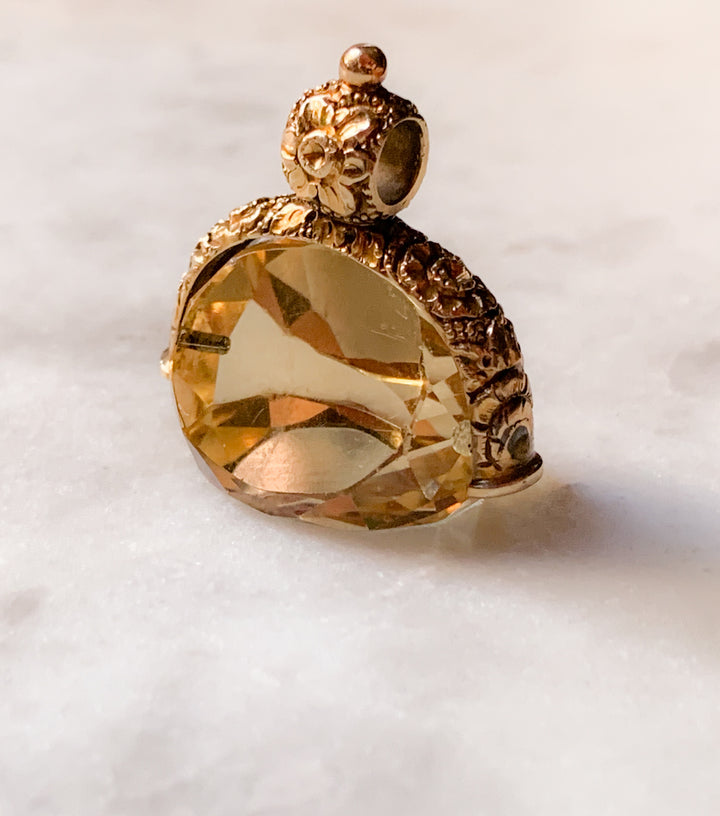 Citrine Spinning Fob in 9k
