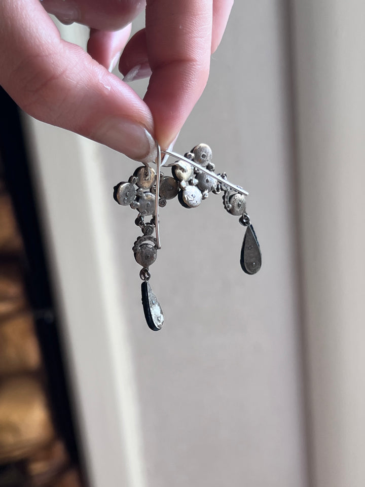 Outstanding Cut Steel and French Jet Earrings c. 1820