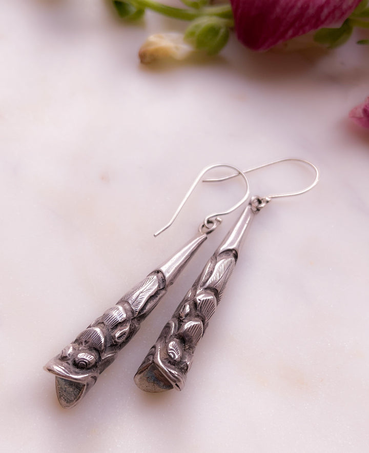 Sweet Art Deco Koi Earrings in Sterling Silver *w/ buttercream ribbon*