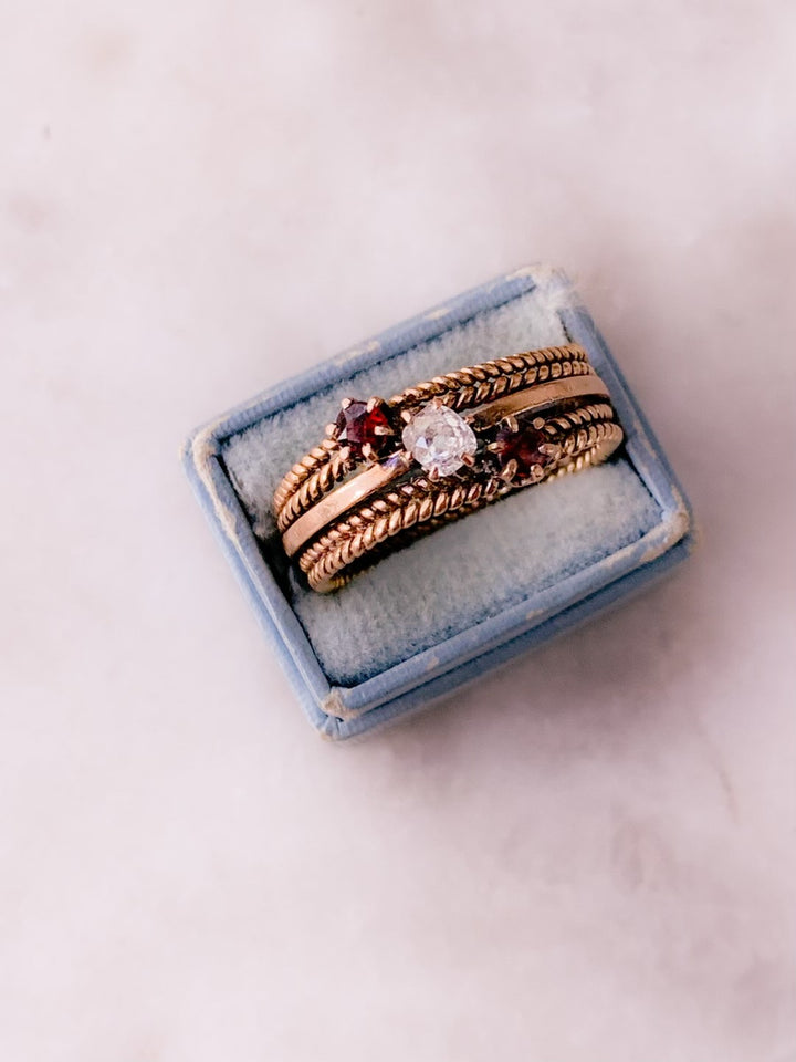 Victorian Garnet and Diamond Ring Circa 1890