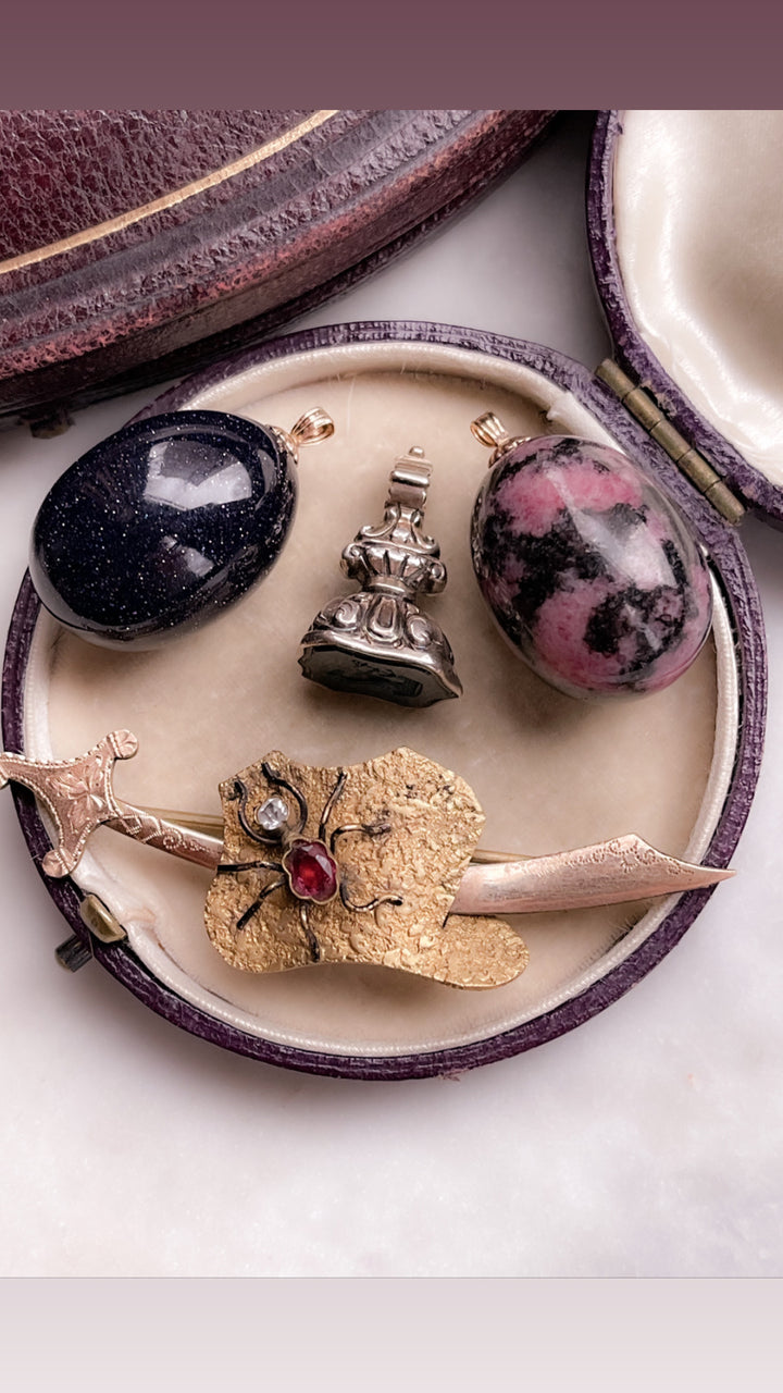 Midnight Stone Egg with 14k Top