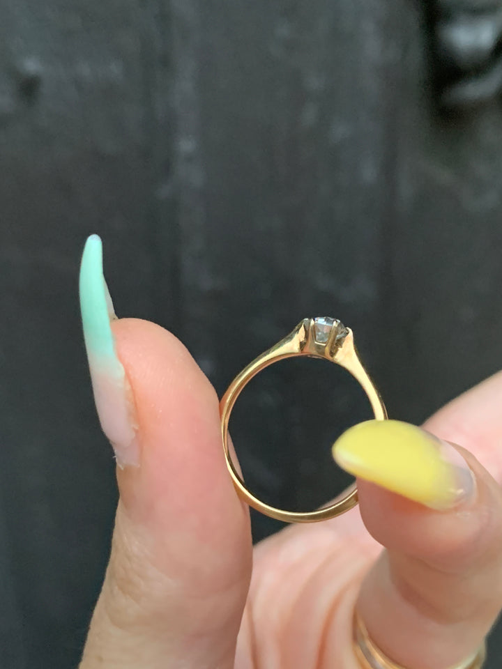 Victorian Old Mine Cut Diamond Solitaire .54ct