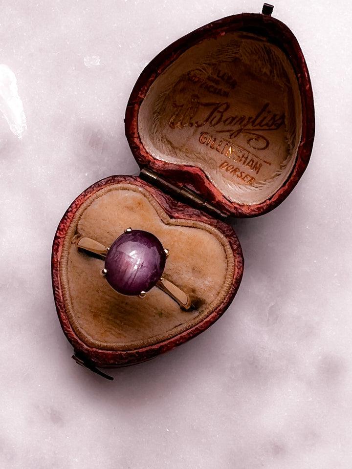 Sumptuous Plum Purple Star Sapphire Ring in 10k