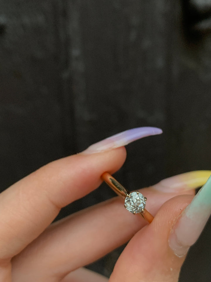 Victorian Old Mine Cut Diamond Solitaire .54ct