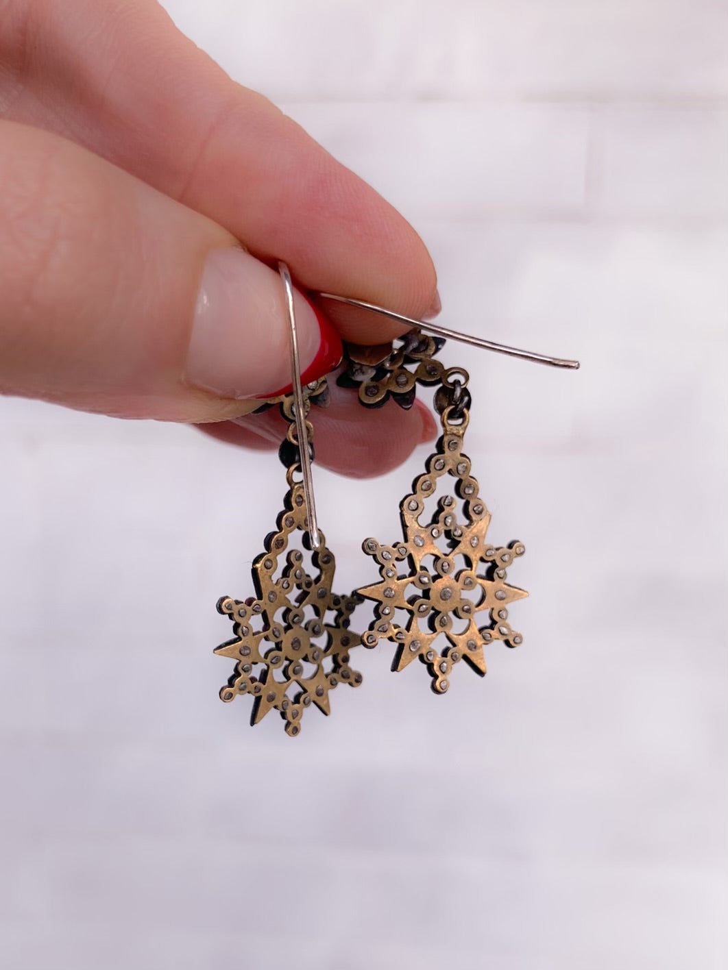 Early 19th C Steel-Cut French Star Earrings