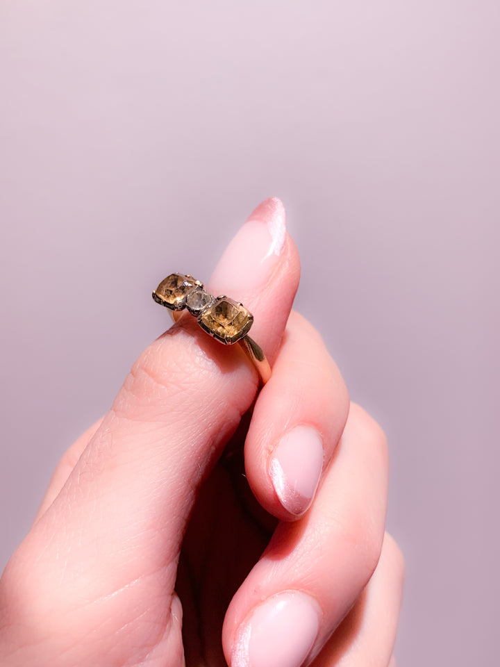 Glorious Imperial Topaz and Paste Bow Ring in 18k
