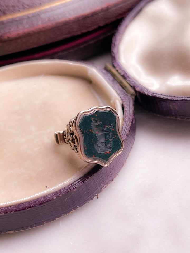 9k Georgian Bloodstone Intaglio Fob