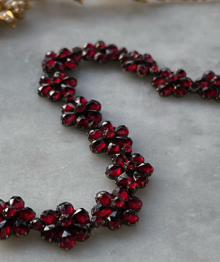 Delightful Bohemian Garnet Daisy Chain Bracelet + Delightful Bohemian Garnet Star in Low Grade Silver