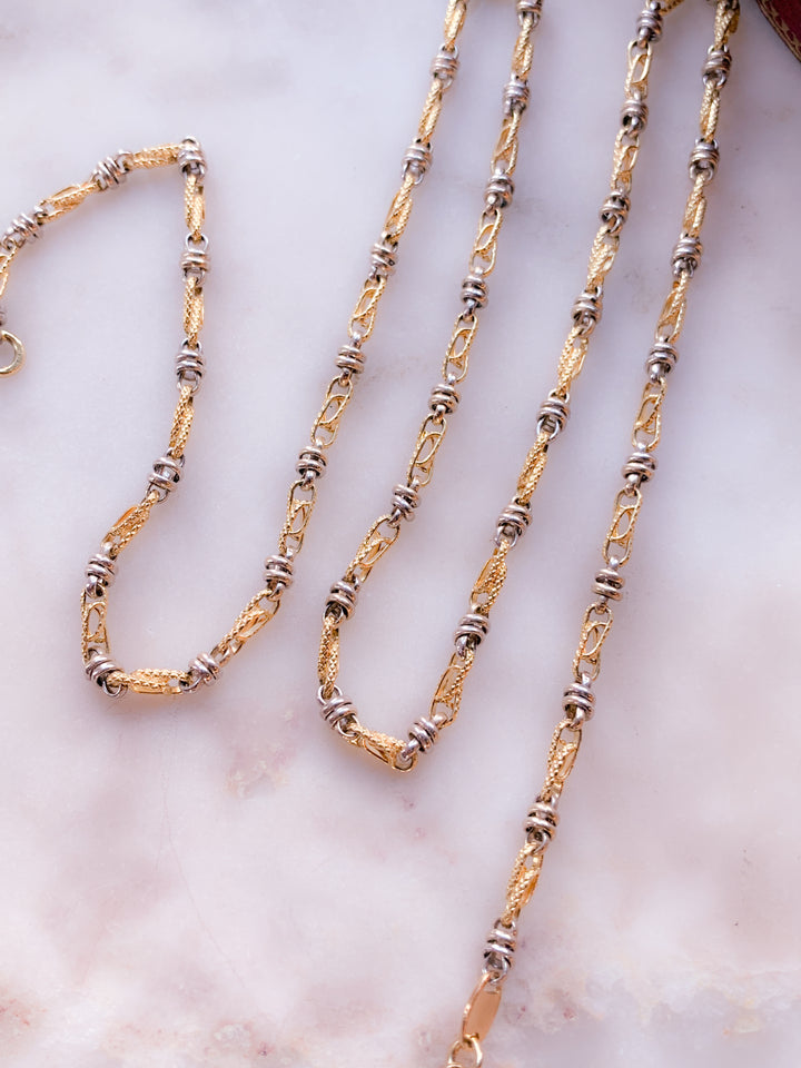 14k Two-Tone Vintage Infinity Link Chain Circa 1980 *include white ribbon*